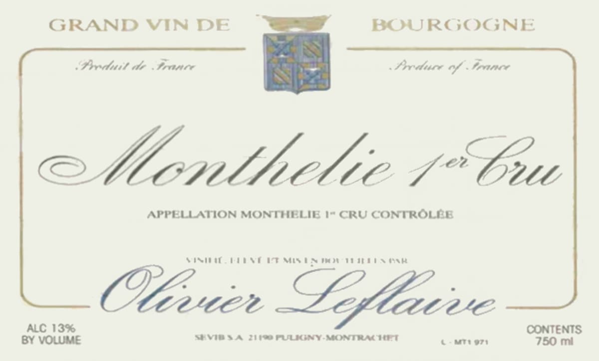 Olivier Leflaive Monthelie Premier Cru 2009 Front Label