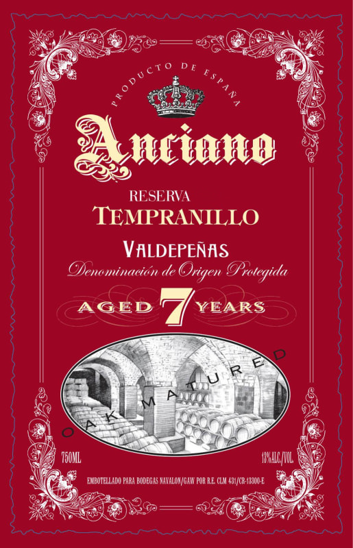 Bodegas Navalon Anciano Aged 7 Years Gran Reserva Tempranillo 2007 Front Label