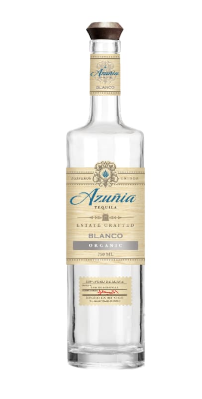 Azunia Organic Blanco Tequila Front Bottle Shot