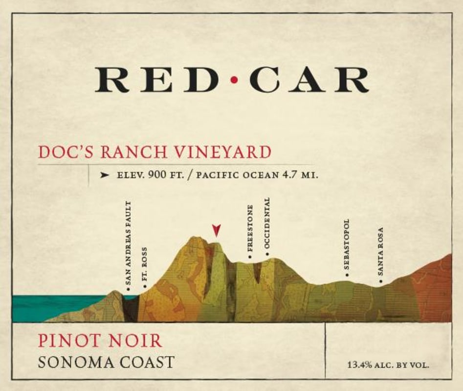 Red Car Doc's Ranch Vineyard Pinot Noir 2013 Front Label