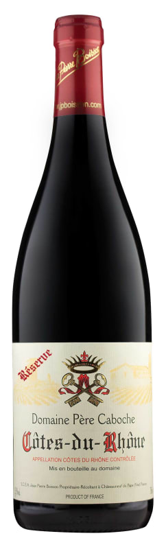 Domaine du Pere Caboche Cotes-du-Rhone Reserve 2019 Front Bottle Shot