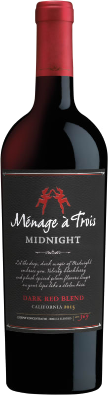 Menage a Trois Midnight Dark Red Blend 2015 Front Bottle Shot