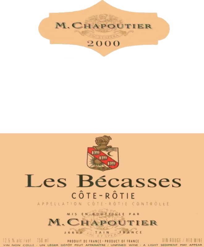 M. Chapoutier Cote Rotie Les Becasses 2000 Front Label