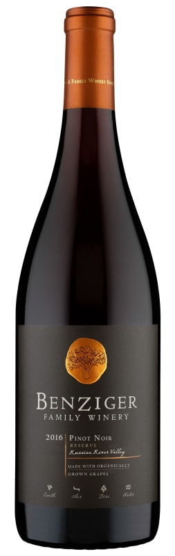 Benziger Organic Reserve Pinot Noir 2016 Front Bottle Shot