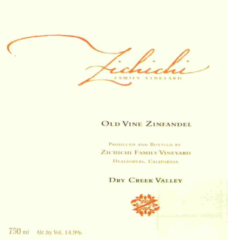 Zichichi Family Vineyard and Winery Old Vine Estate Zinfandel 2016 Front Label