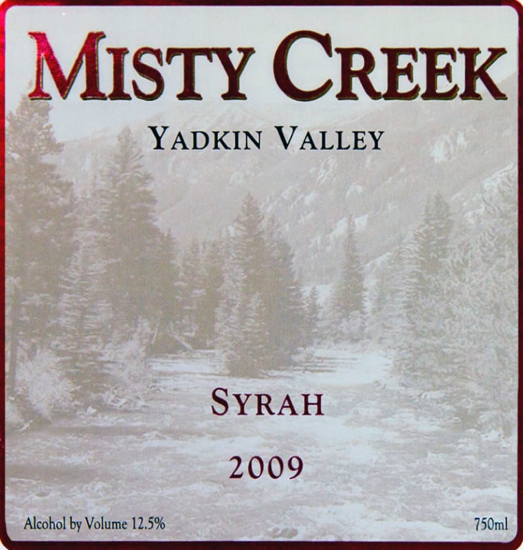 Misty Creek Wines Syrah 2009 Front Label
