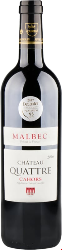 Chateau Quattre Cahors 2016 Front Bottle Shot