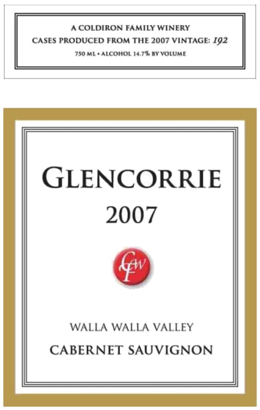 Glencorrie Winery Cabernet Sauvignon 2007 Front Label