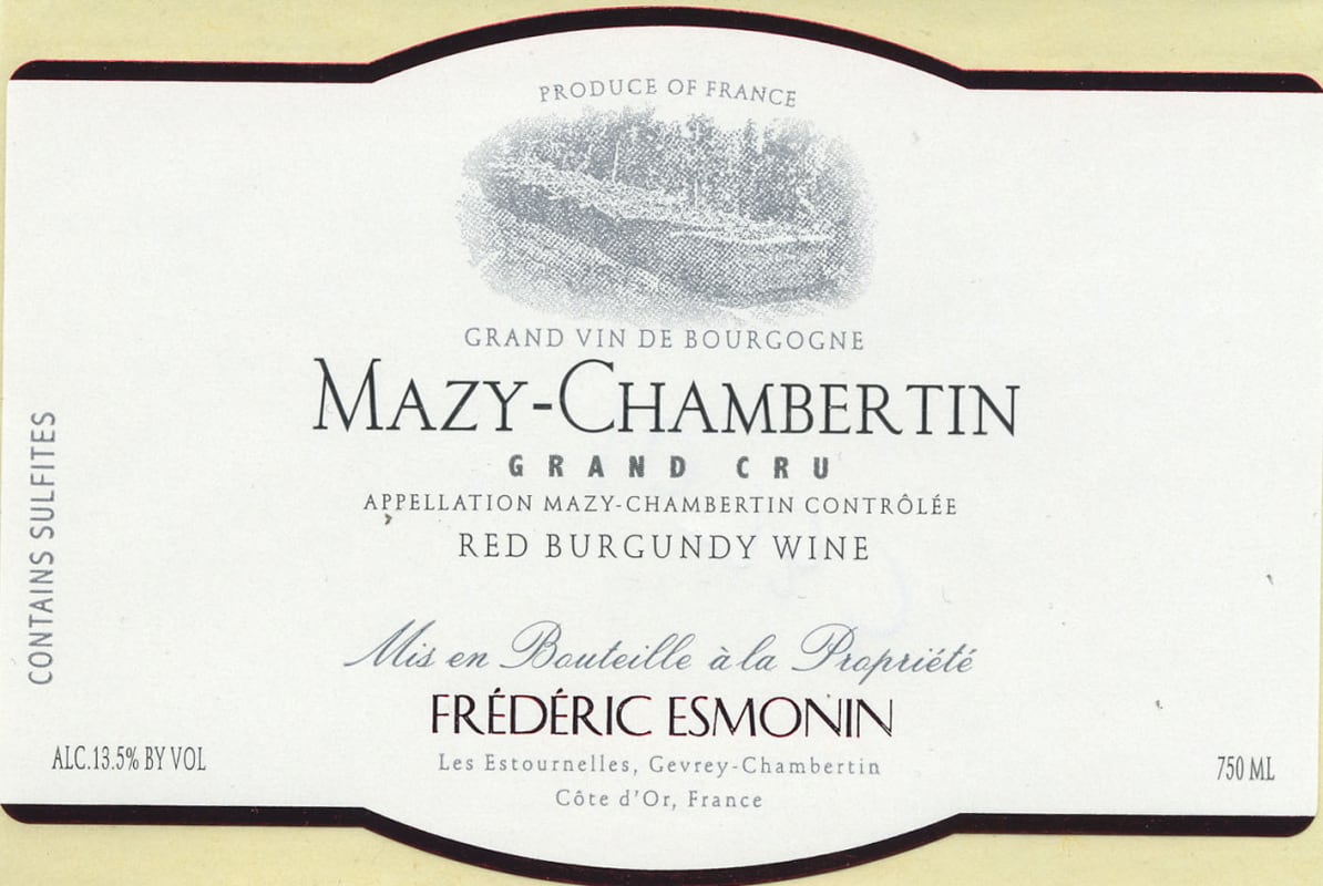 Frederic Esmonin Mazy-Chambertin Grand Cru 2017 Front Label