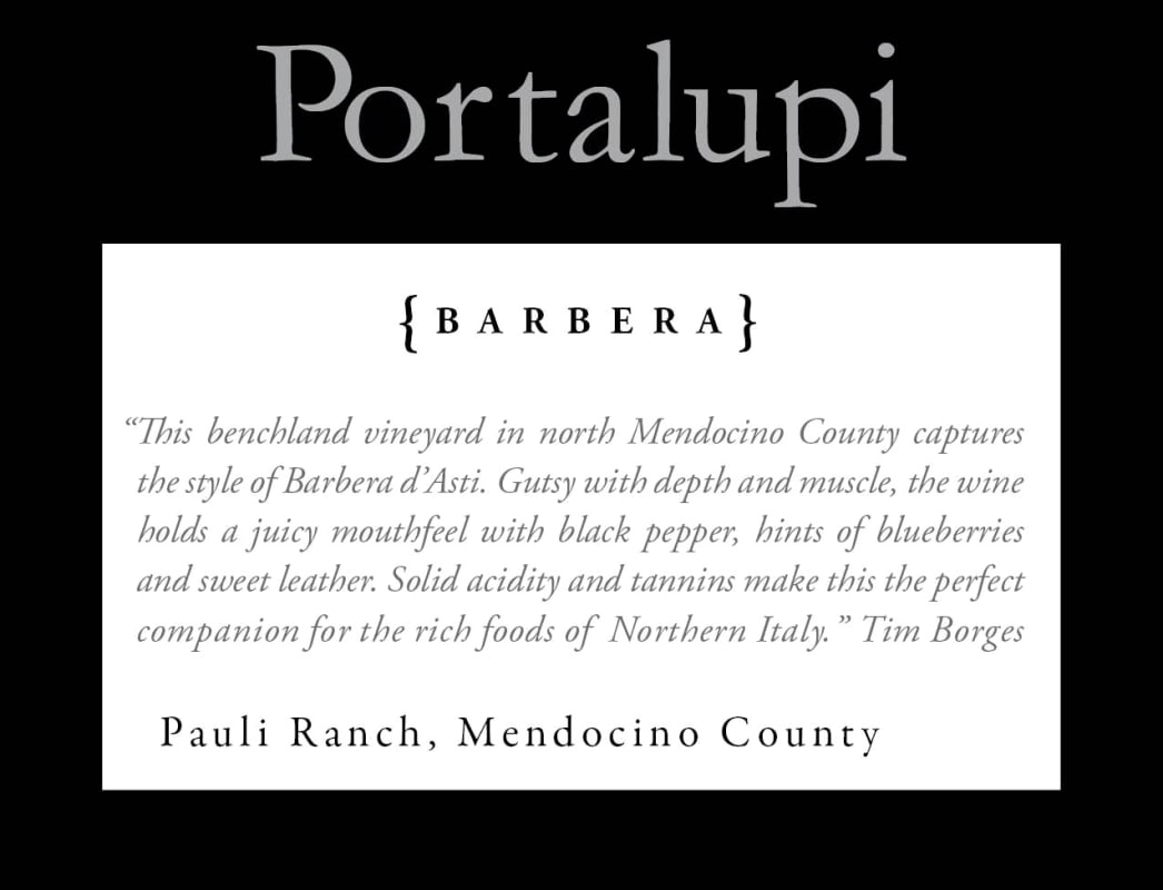 Portalupi Pauli Ranch Barbera 2017 Front Label