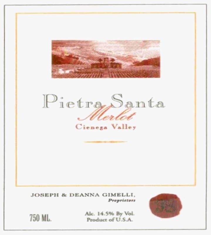 Pietra Santa Merlot 2001 Front Label