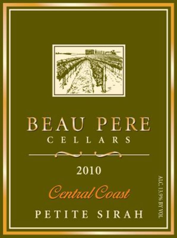 Beau Pere Cellars Petite Sirah 2010 Front Label