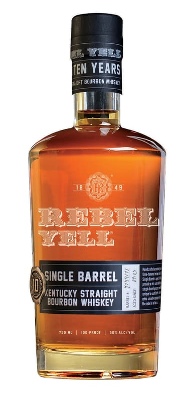 Rebel 10 Year Single Barrel Kentucky Straight Bourbon Whiskey Front Bottle Shot