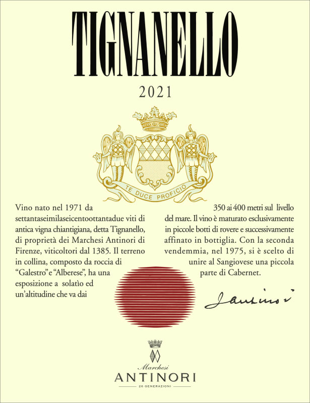 Marchesi Antinori Tignanello (1.5 Liter Magnum) 2021 Front Label