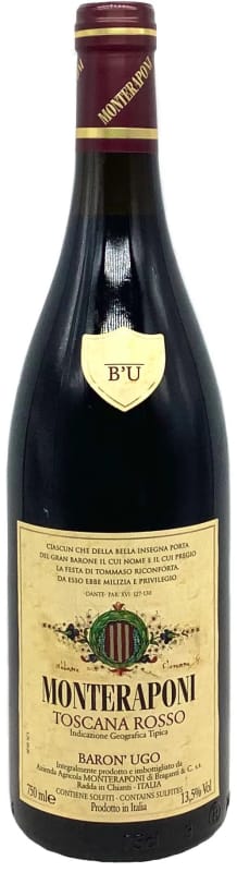 Monteraponi Baron' Ugo Toscana Rosso 2019 Front Bottle Shot
