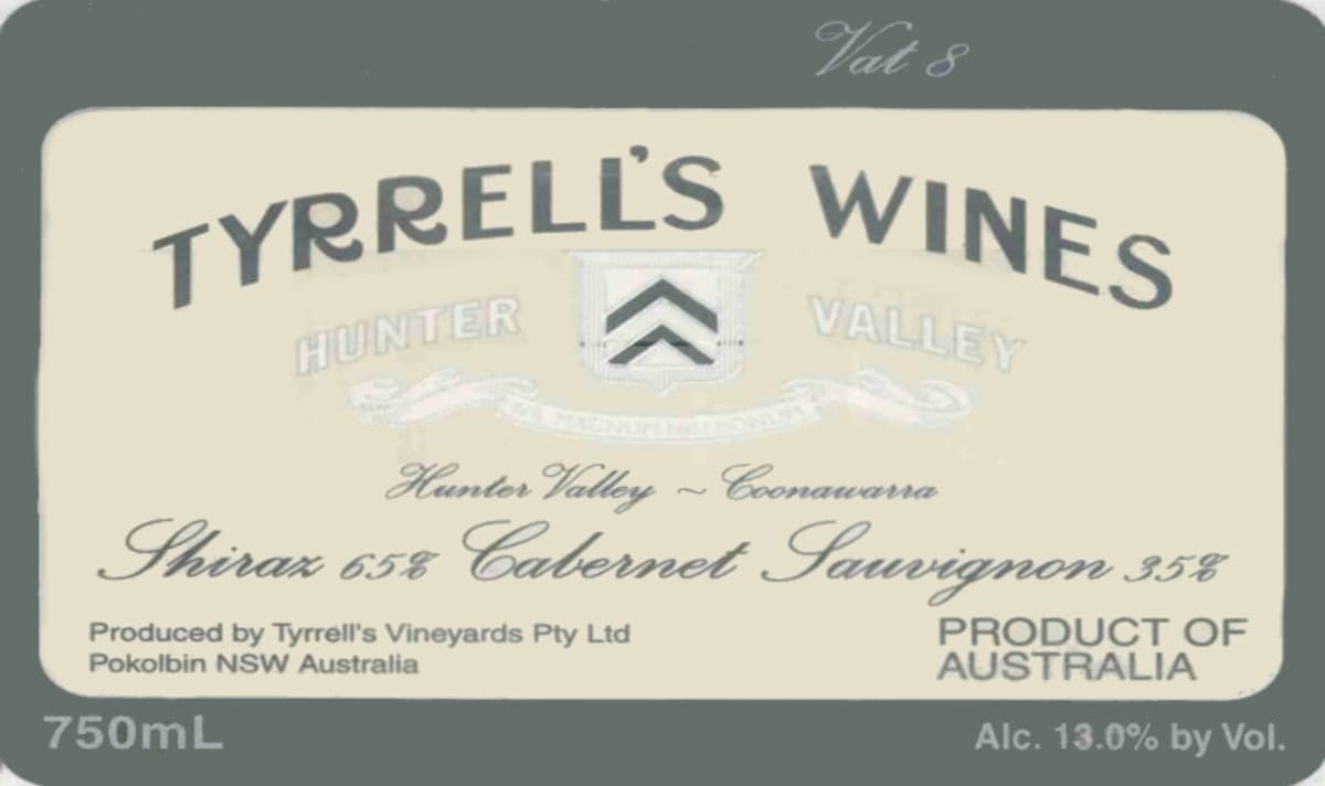 Tyrrell's Vat 8 Shiraz Cabernet Sauvignon 2013 Front Label