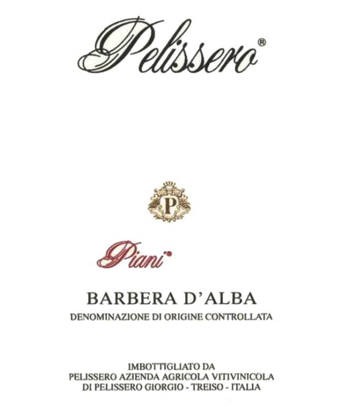 Pelissero Barbera d'Alba Piani 2018 Front Label