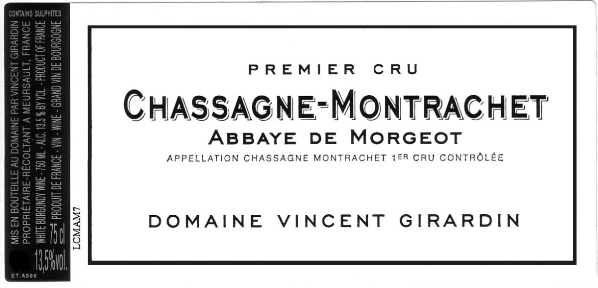 Vincent Girardin Chassagne-Montrachet Abbaye de Morgeot Premier Cru 2012 Front Label