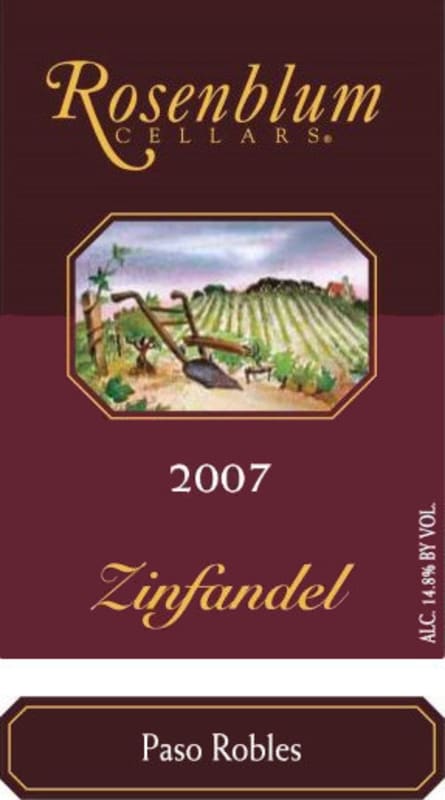 Rosenblum Cellars Appellation Series Zinfandel 2007 Front Label