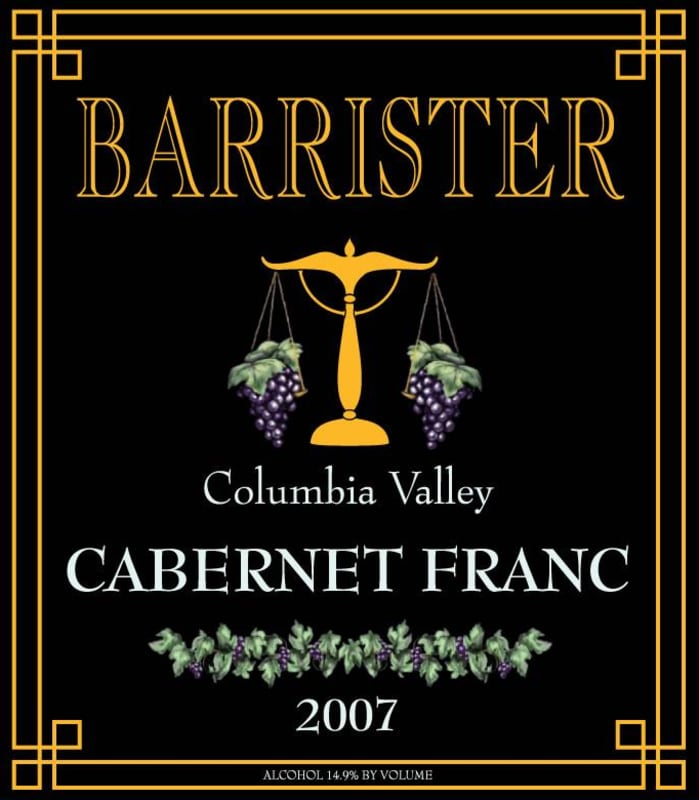 Barrister Winery Cabernet Franc 2007 Front Label