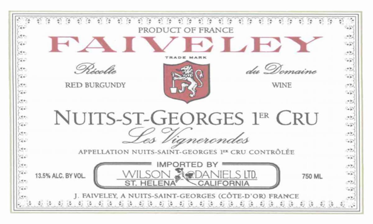 Faiveley Nuits-St-Georges Aux Vignerondes Premier Cru 2005 Front Label