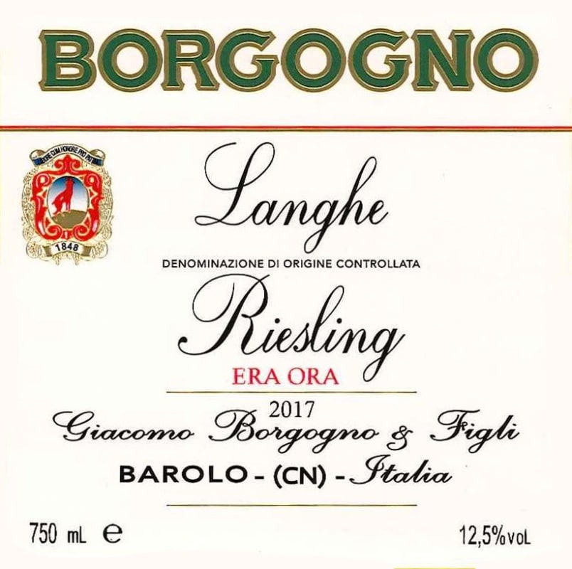 Borgogno Langhe Era Ora Riesling 2017 Front Label