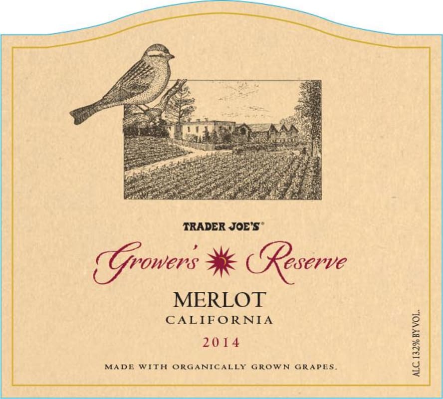 Trader Joe's Grower's Reserve Merlot 2014 Front Label