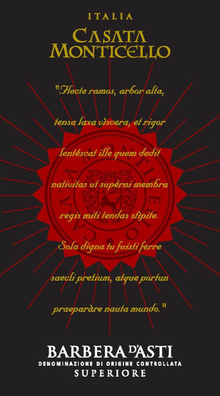 Casata Monticello Barbera d'Asti Superiore 2015 Front Label