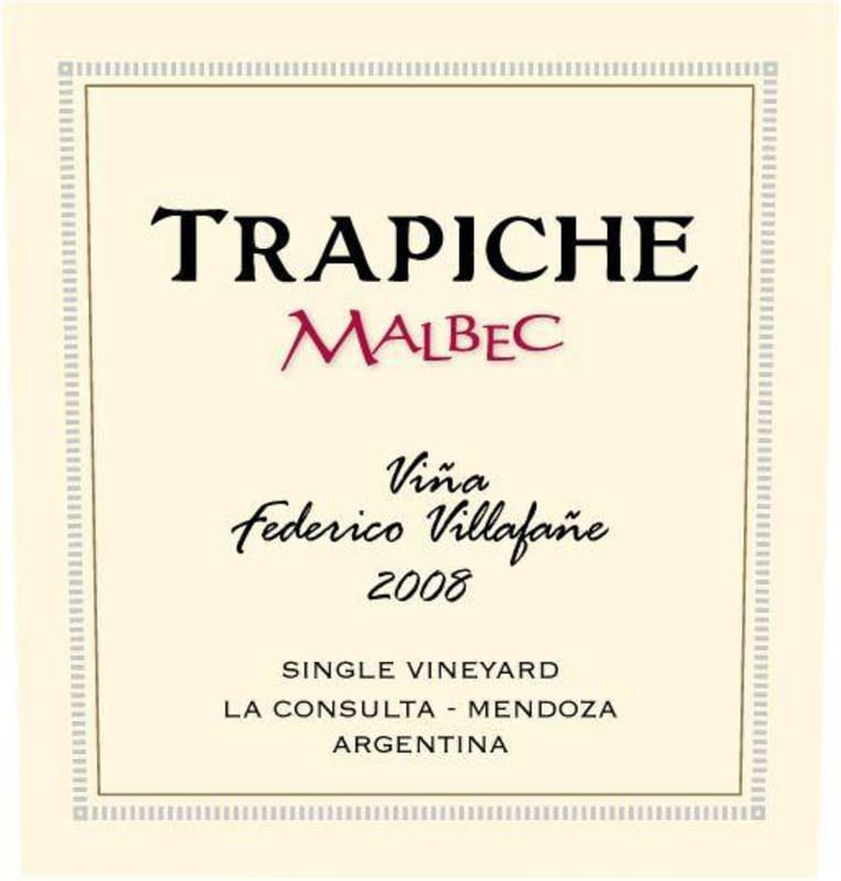 Trapiche Vina Federico Villafane Malbec 2008 Front Label