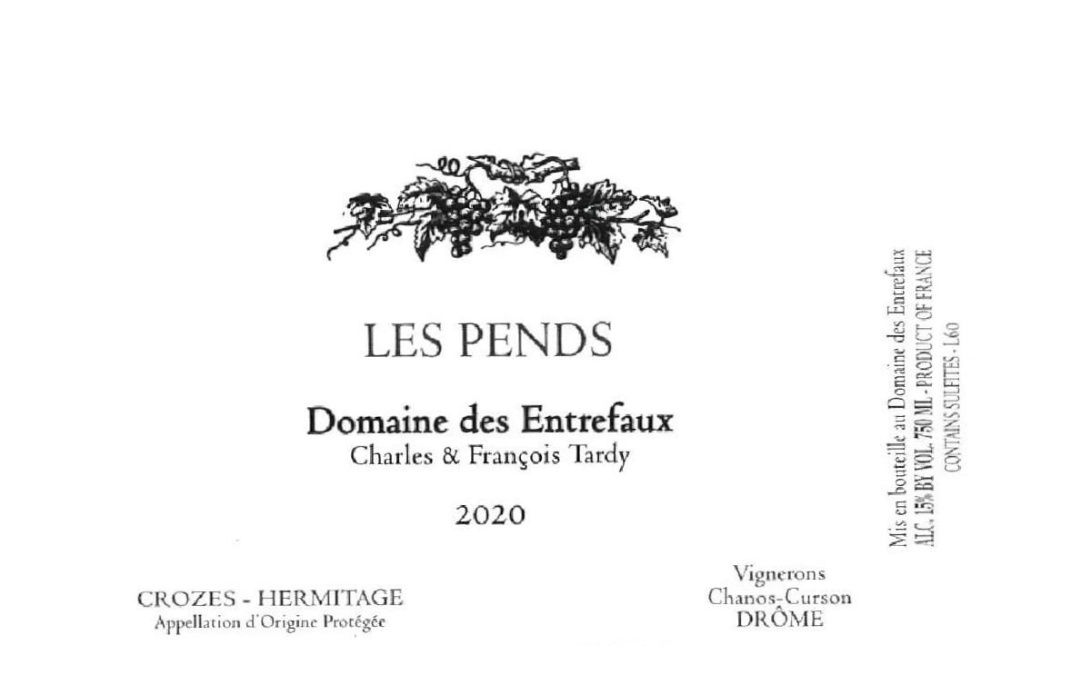 Domaine des Entrefaux Crozes-Hermitage Les Pends 2020 Front Label