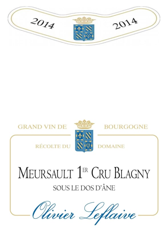 Olivier Leflaive Meursault Blagny Sous le Dos d'Ane Premier Cru 2014 Front Label