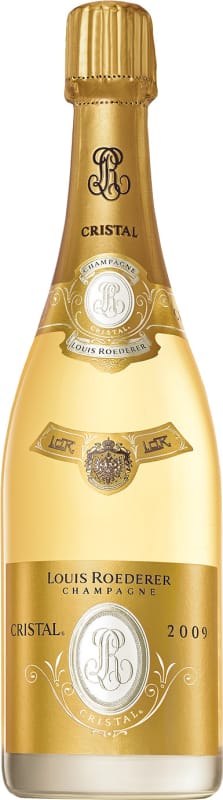 Louis Roederer Cristal Brut with Gift Box 2009 Front Bottle Shot
