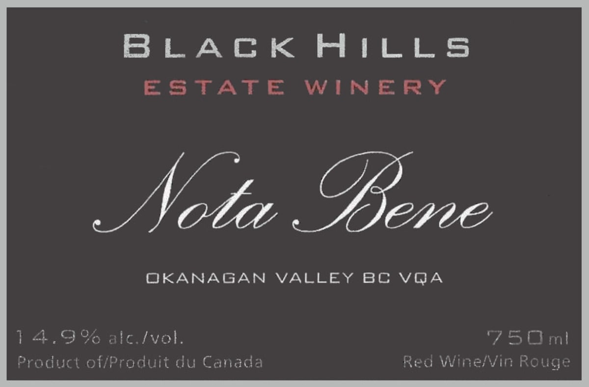 Black Hills Estate Winery Nota Bene 2015 Front Label