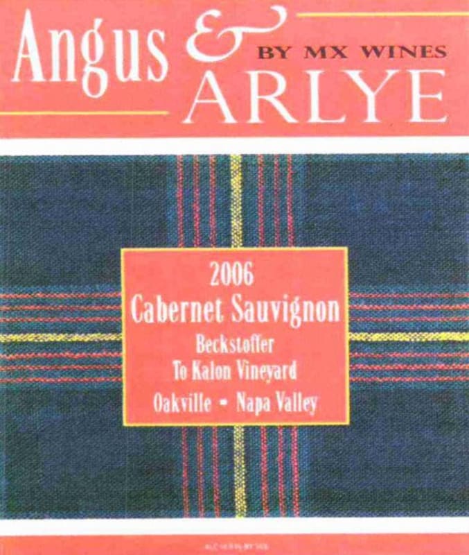 MX Wines Angus & Aryle Beckstoffer To Kalon Vineyard (1.5 Liter Magnum) 2006 Front Label