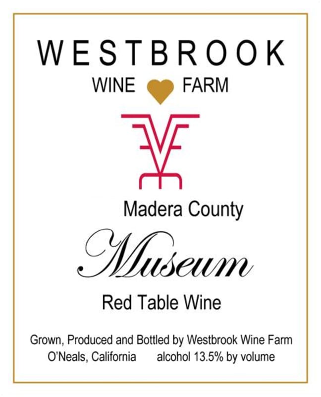 Westbrook Wine Farm Museum Red 2009 Front Label