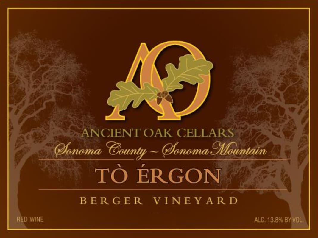 Ancient Oak Cellars To Ergon Berger Vineyard 2013 Front Label
