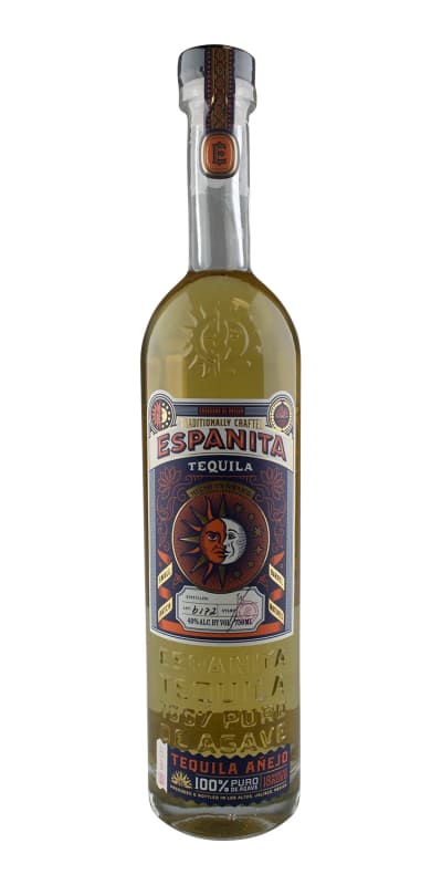 Espanita Anejo Tequila Front Bottle Shot