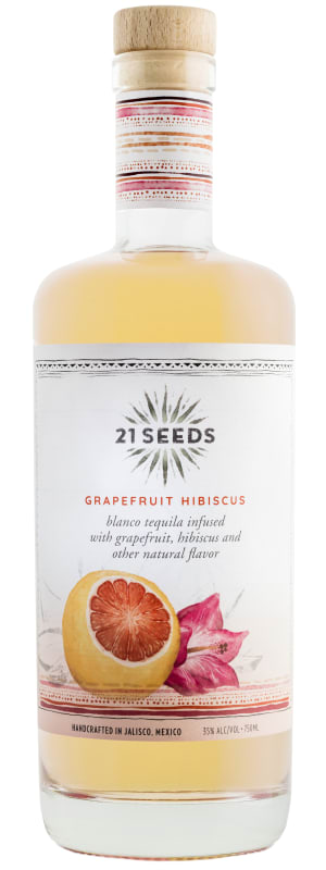 21 Seeds Grapefruit Hibiscus Blanco Tequila Front Bottle Shot