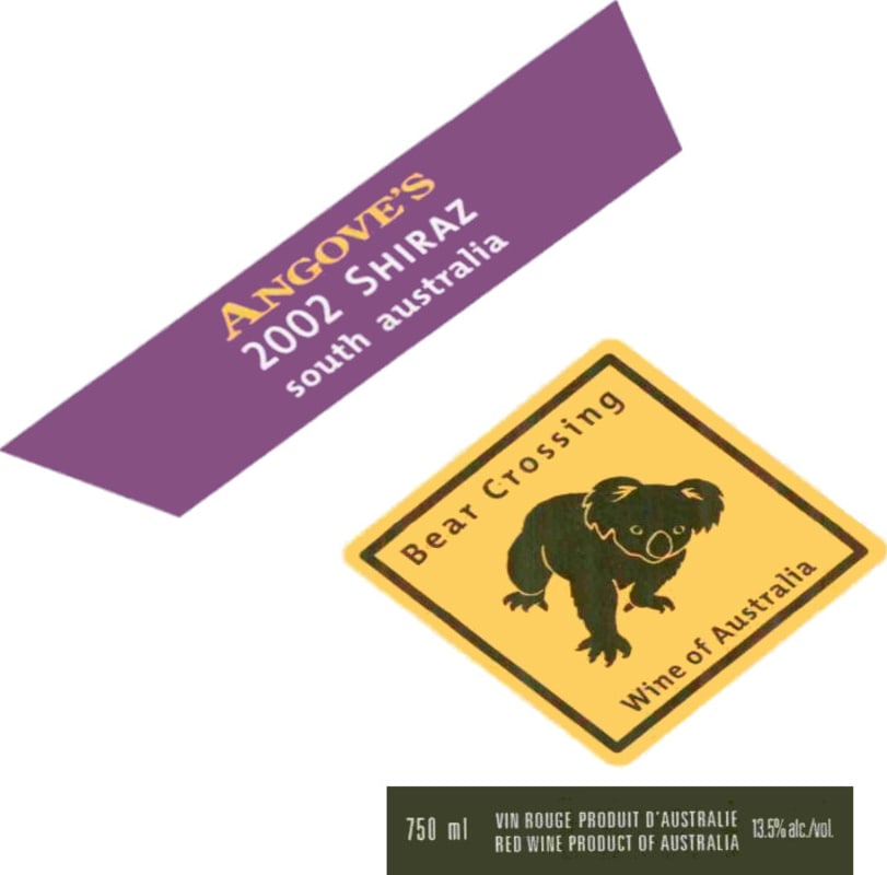 Angove Family Winemakers Bear Crossing Shiraz 2002 Front Label