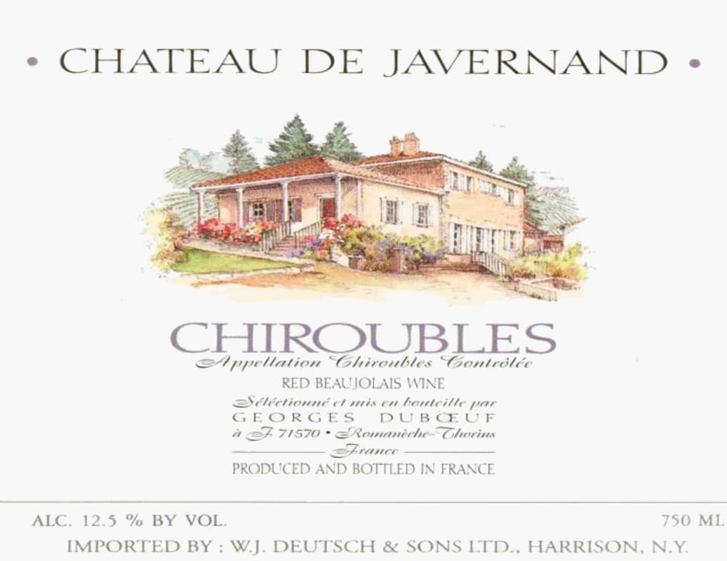 Duboeuf Chiroubles Chateau de Javernand 2014 Front Label