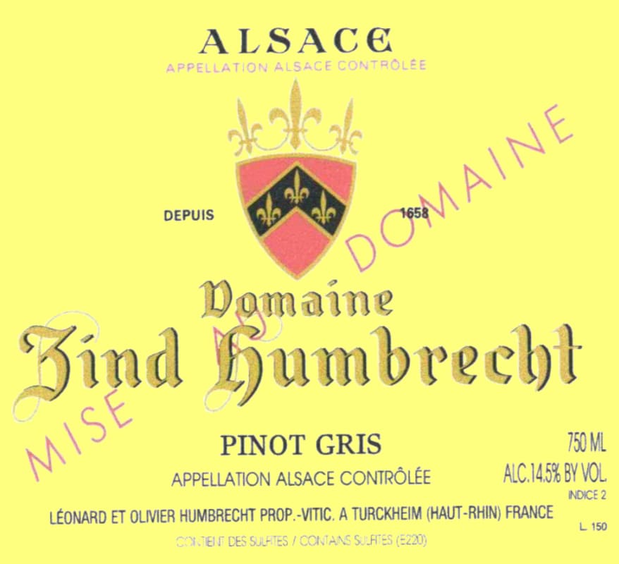 Zind-Humbrecht Alsace Pinot Gris 2006 Front Label