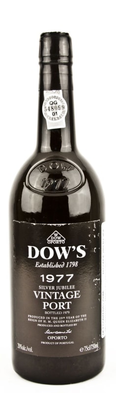 Dow's Vintage Port (scuffed label) 1977 Front Bottle Shot