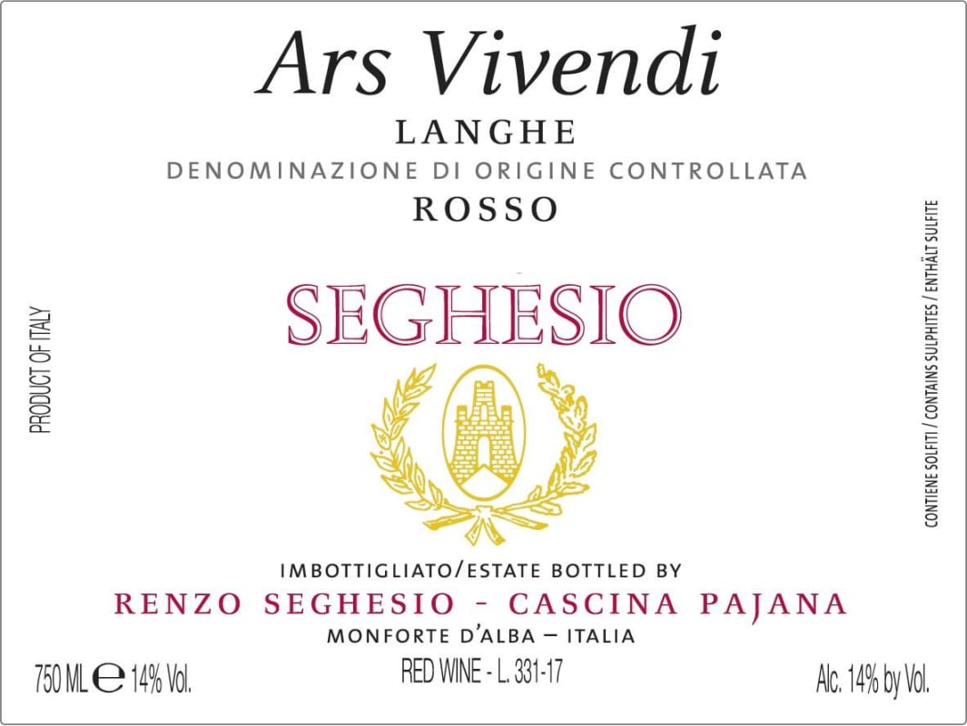 Renzo Seghesio Ars Vivendi Langhe Rosso 2018 Front Label