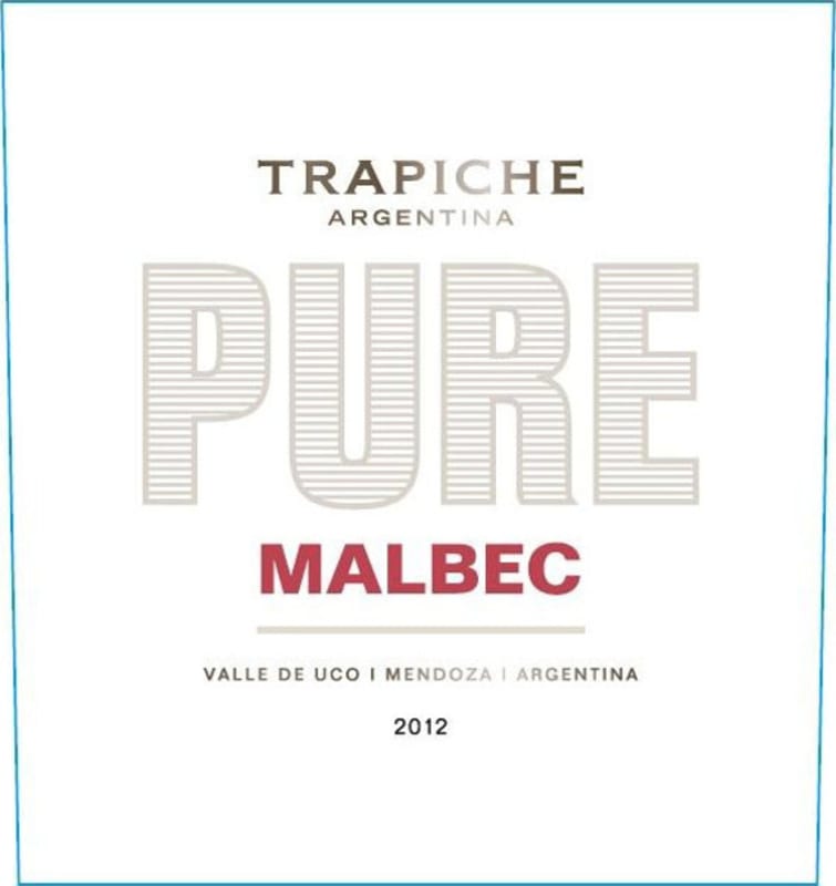 Trapiche Pure Malbec 2012 Front Label