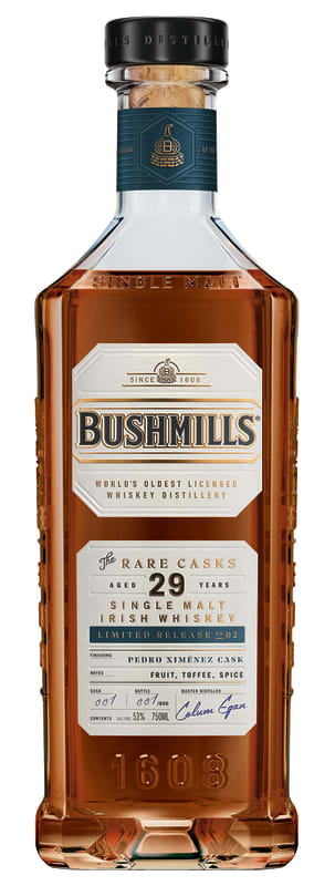 Bushmills 29 Year Pedro Ximenez Cask Aged Irish Whiskey Front Bottle Shot