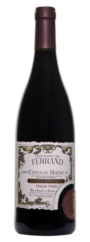 Domaine de Ferrand Cotes du Rhone Cuvee Antique Vieilles Vignes 2022 Front Bottle Shot