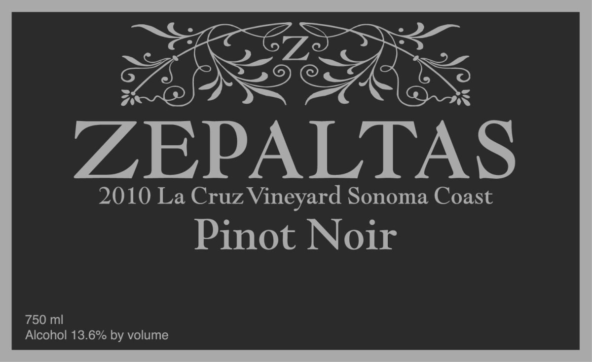 Zepaltas La Cruz Vineyard Pinot Noir 2010 Front Label