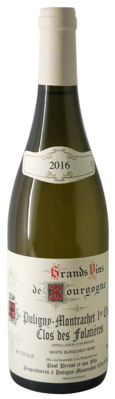 Paul Pernot Puligny-Montrachet Clos des Folatieres Premier Cru 2016 Front Bottle Shot