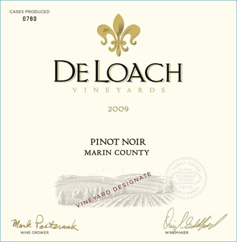 DeLoach Marin County Pinot Noir 2009 Front Label