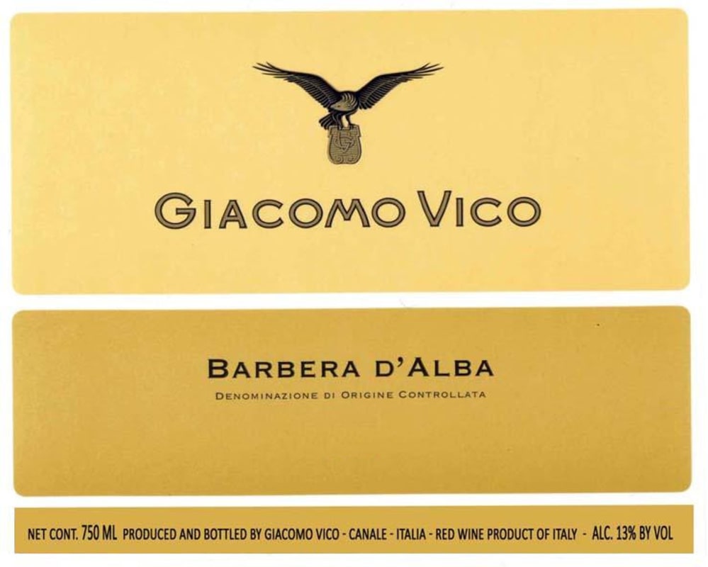 Giacomo Vico Barbera d'Alba Superiore 2016 Front Label